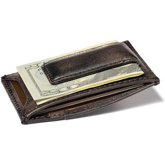 Men Brown SKULL Front Pocket Wallet Money Clip Strong Magnetic Clip Slim Wallet - Picture 4 of 7